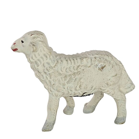 Vintage Chalkware Plaster Sheep Figurine Made In Italy Miniature - Picture 1 of 7